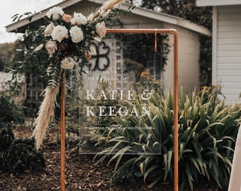 Copper stand welcome sign, wedding bar stand, seating chart stand