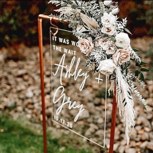 Copper stand welcome sign, wedding bar stand, seating chart stand