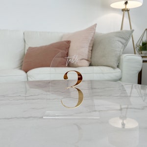 Gold mirror Table Number, Arch Table numbers, Acrylic table number,