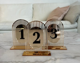 Gold Mirror Table Number, Arch Table numbers, Acrylic table number