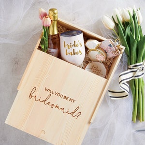 Bridesmaid proposal wooden box, Bridesmaid gift box