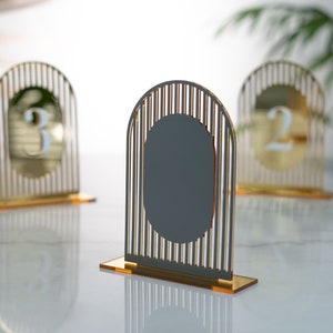 Gold Mirror Table Number, Arch Table numbers, Acrylic table number image 3