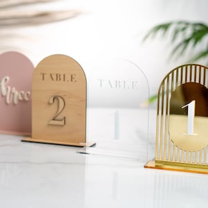 Gold Mirror Table Number, Arch Table numbers, Acrylic table number image 4