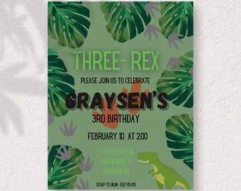 Invitación a la fiesta de cumpleaños de TRES REX