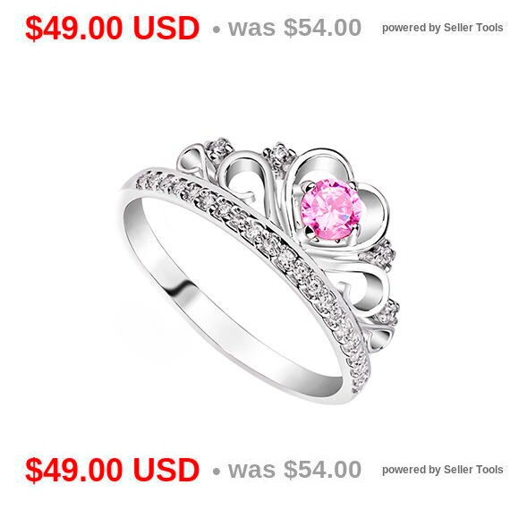 Tiara Ring Princess Crown Ring Crown Promise Ring for Her Pink Etsy