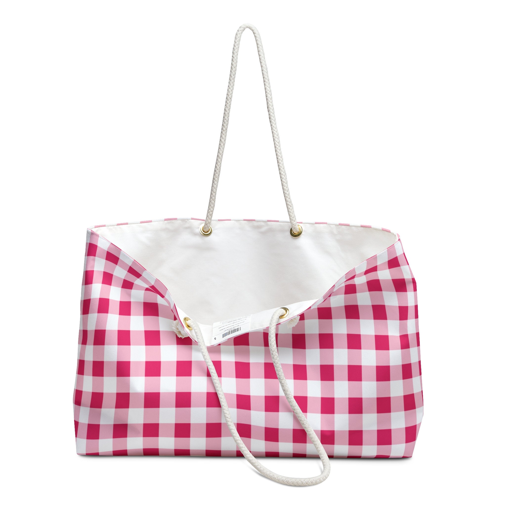 Red Gingham Weekender Bag, Oversized Bag, Travel Bag, Red XL