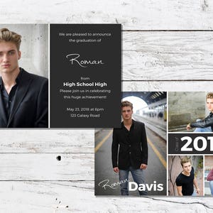 Graduation Announcement, Invitation, Stationery Card, Photo Template, Senior - Printable & Customizable