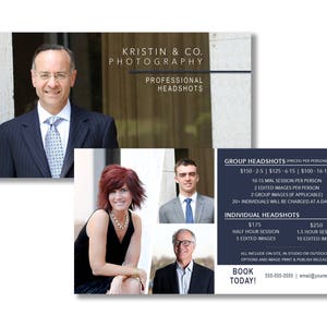 Headshot Photography Marketing Template - Print - Instagram - Facebook - Photoshop - Photographer - Customizable - 5x10 Card