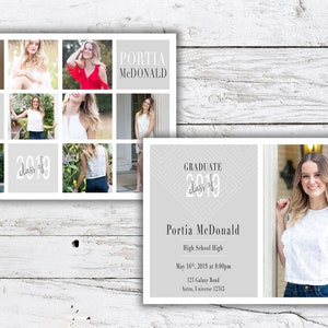 Graduation Announcement, Invitation, Stationery Card, Photo Template, Senior - Printable & Customizable