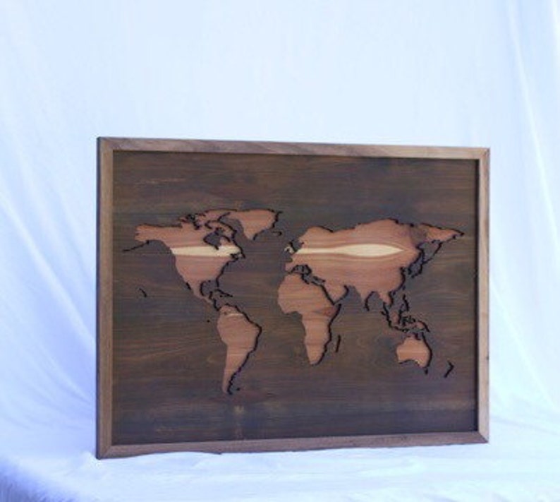 Modern Wooden Cut Out World Map Etsy