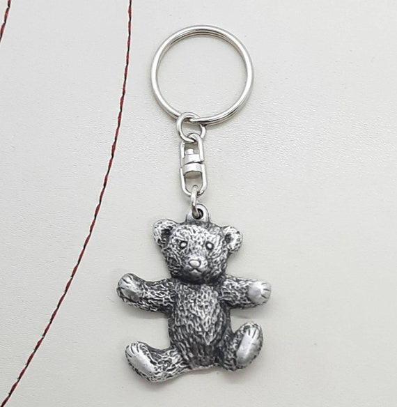 Teddy Bear Pewter Keyring Keychain. Handcrafted in the UK. - Etsy