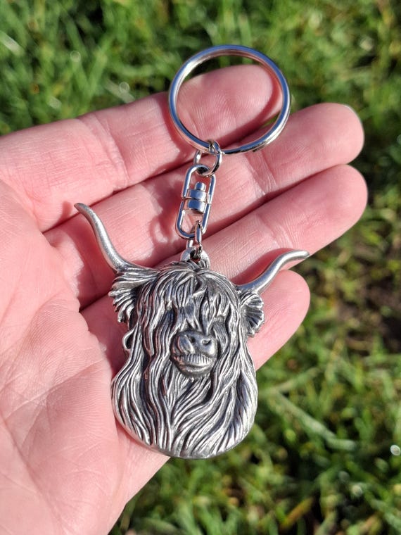 Pewter highland cow keyring Handcrafted in the