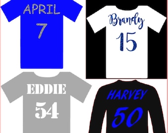 Design your own Jersey Name and number,regular heat Football jersey, Personalized glitter iron on, DIY Baseball Jersey, Glitter numbers,