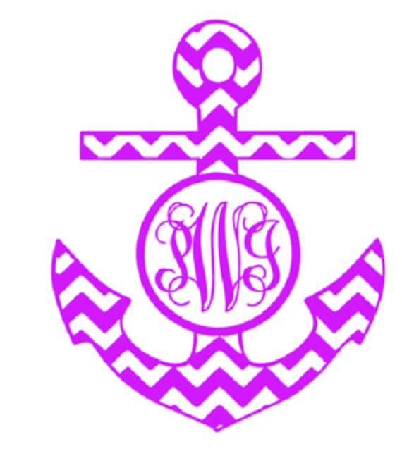 Chevron anchor monogram heat transfer ,glitter anchor monogram,iron on chevron anchor monogram, colorful monogram anchor