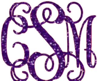 glitter vine font monogram , heat transfer iron on , custom iron on , glitter initials , personalized iron on ,