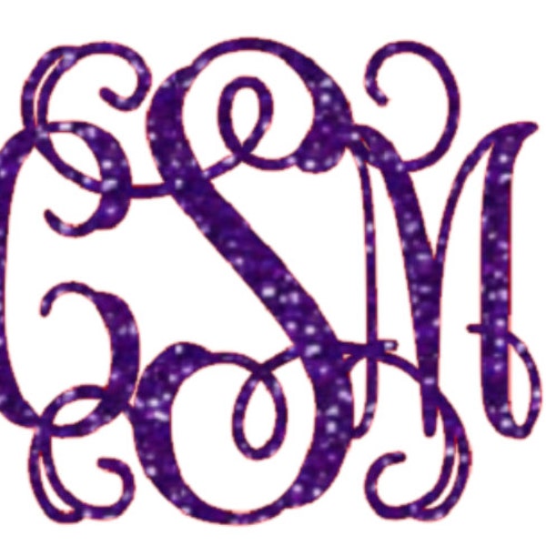 glitter vine font monogram , heat transfer iron on , custom iron on , glitter initials , personalized iron on ,