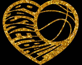 Heart Basketball, Glitter Vinyl heat transfer, or heat Iron-on Basketball, Love basketball, Custom basketball