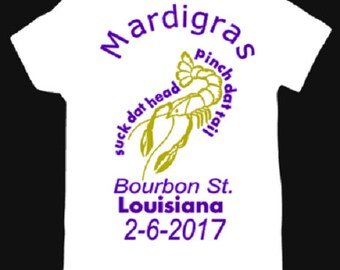 Mardi Gras Party Tee iron on, Shrove Tuesday, Customized heat transfers, Fat Tuesday