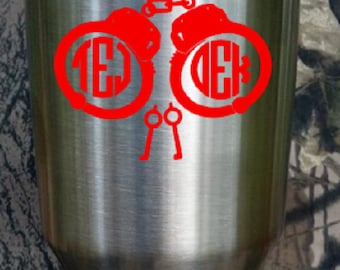 Stainless tumbler outdoor vinyl monogram, car monogram,monogram,outdoor decal, car decal, outdoor car decal,car sticker, outdoor car sticker