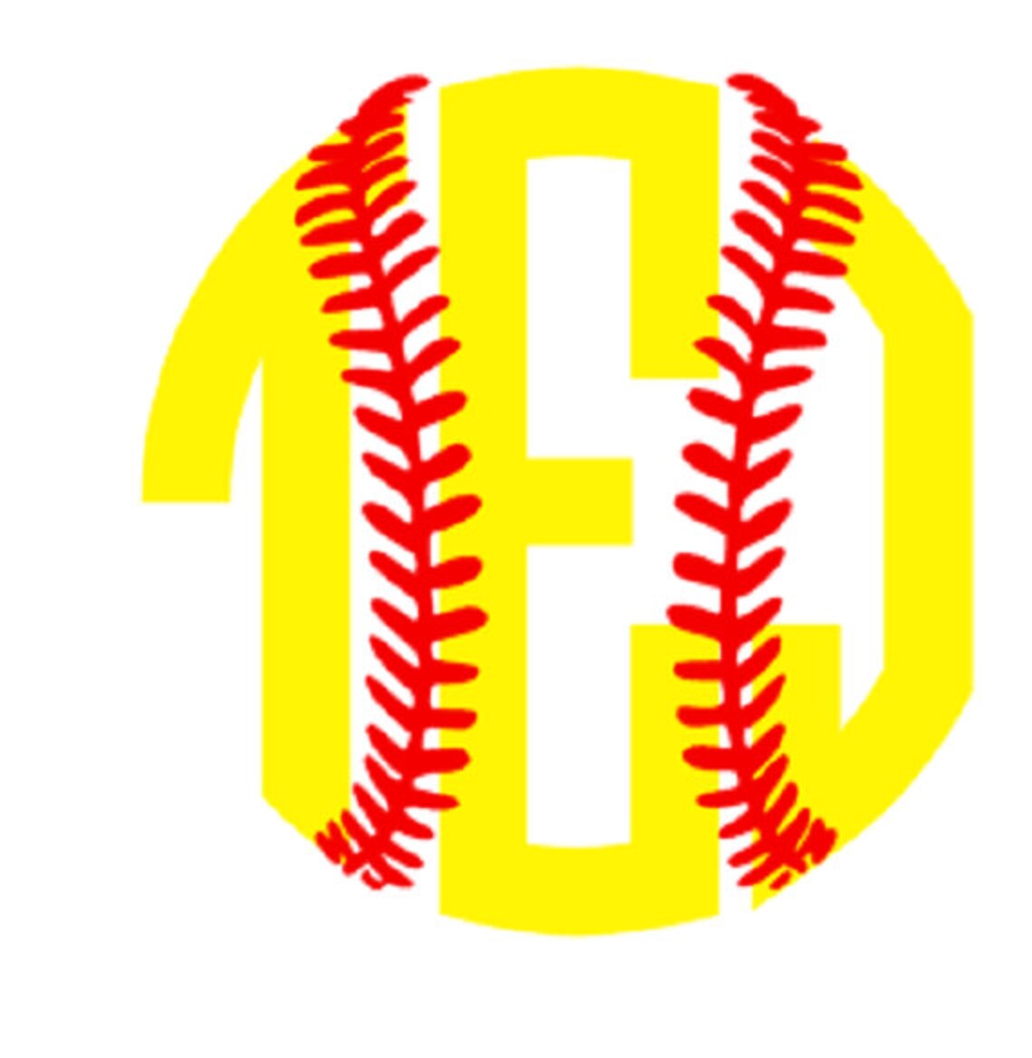Softball Monogram Iron On Heat Transfer Monogram Iron on Etsy
