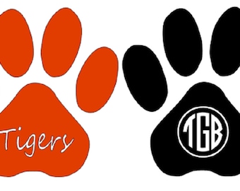 School or personalized monogramed paw outdoor vinyl , great gift, outdoor decal, car decal, outdoor car decal,, outdoor car sticker