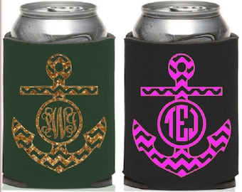 Chevron anchor monogram KOOZIE® ,Design Your Own KOOZIE® or Can Holder, Custom KOOZIE® , Personalized Can Holders