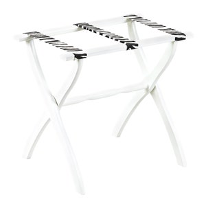White Contour Leg Wood Luggage Rack with Zebra Print Straps *LIMITED EDITION*