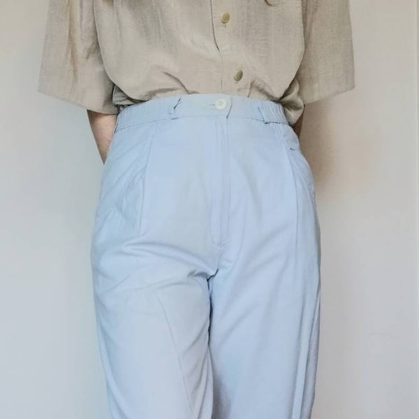 True Vintage Pantalon bleu clair XS 34 pantalon en tissu clair 80s 90s pastel