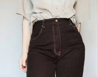 True vintage jeans high waist mom jeans aubergine red brown XS 34 70s 80s 90s retro