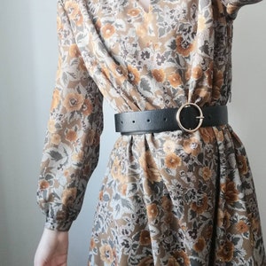 True Vintage Midi Dress 70s 70s Mustard Yellow Brown Beige onesize 23 46 XL XXL
