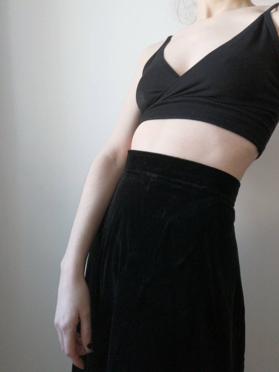 True vintage midi velvet skirt 42 black velvet 10… - image 1