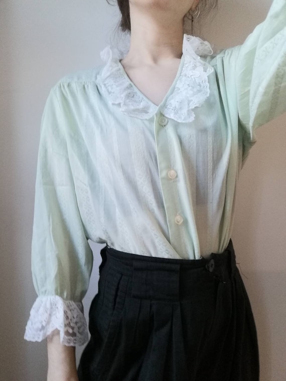 True Vintage Blouse 70s 80s 90s Lolita Dolly past… - image 2