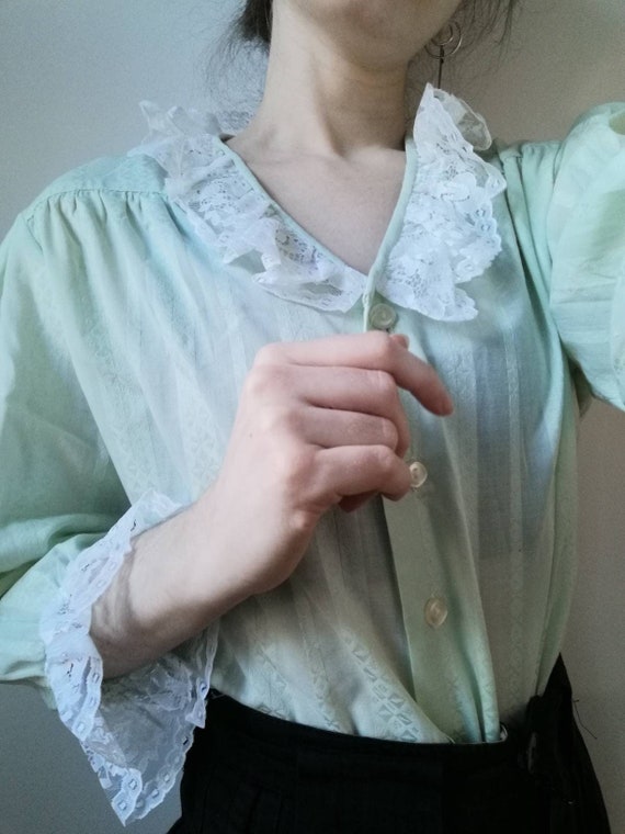 True Vintage Blouse 70s 80s 90s Lolita Dolly past… - image 1