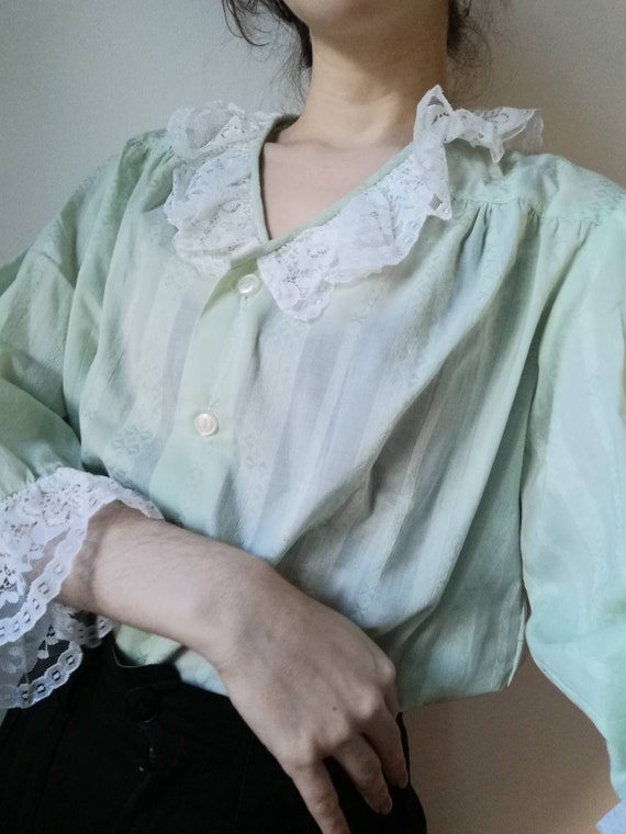 True Vintage Blouse 70s 80s 90s Lolita Dolly past… - image 3