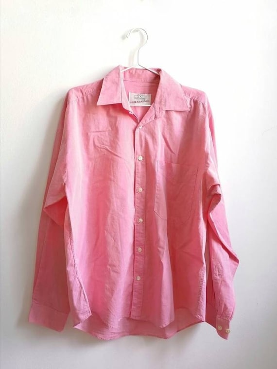 True vintage shirt 70s 80s 90s 40 100% cotton pin… - image 1