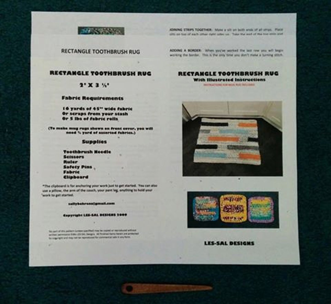 Rectangle Toothbrush Rag Rug Pattern Digital Download Etsy