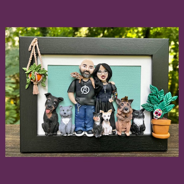 Polymer clay family portrait, custom gifts, custom portrait, clay portrait,  portrait from photo, Christmas gifts, for mom