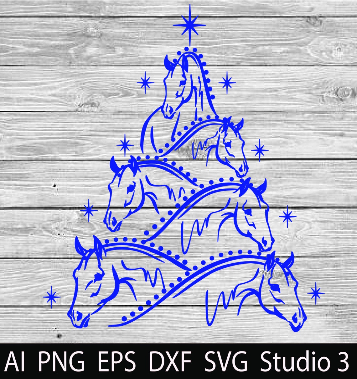Horse Christmas Tree Cut File Set of 3 SVG Western TShirts Etsy