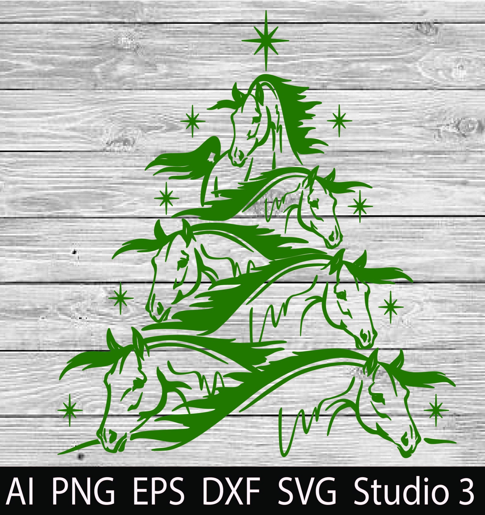 Horse Christmas Tree Cut File Set of 3 SVG Western TShirts Etsy