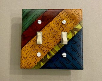 Original Collaged Double Toggle Light Switch Cover