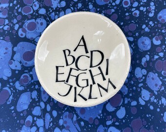 One of a Kind, Hand Made & Lettered/Calligraphy Ceramic Dish for Home, Studio or Kitchen.