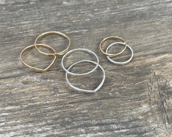 Hammered Stacking Rings  | Minimalist Ring | Sterling silver | 14k yellow gold filled| 14k Solid Gold