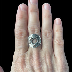 Sterling Galaxy spiral ring with 14k gold accents size 7.5