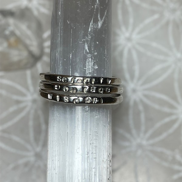 AA / Al-Anon / Recovery ring | Sterling Silver | single stacking ring / 12 Step Jewelry | serenity courage wisdom
