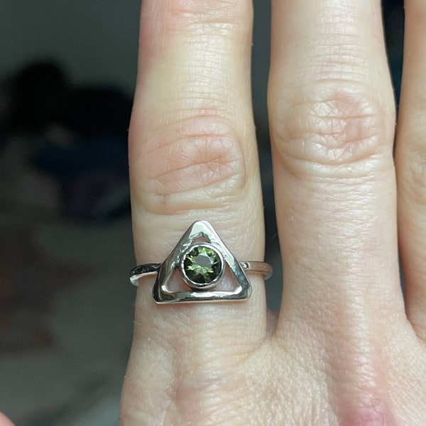 Sacred Geometry Triangle Ring | Al-Anon Ring | Recovery Ring | Multi stone options in Sterling or GF