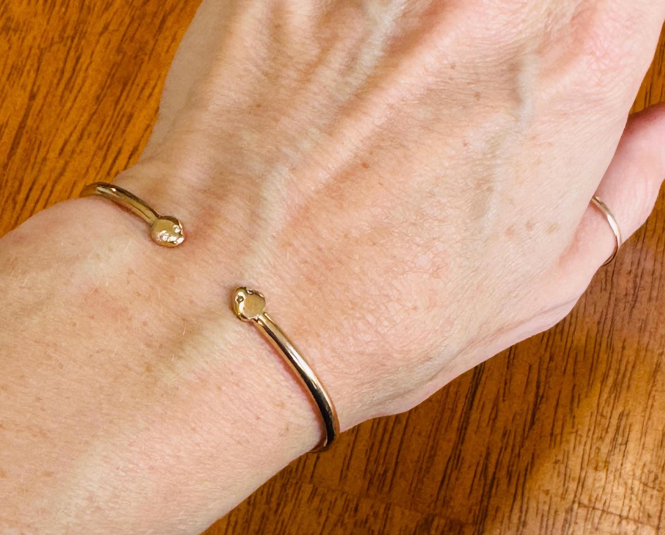 14K solid Gold, gold-filled, or Sterling Snake Cuff Bracelet | Two Headed Snake Cuff | Cuff Bracelet | Gold and Diamond Cuff Snake Bracelet