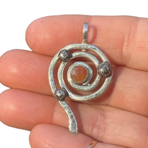 Sterling silver spiral galaxy necklace set with bright sun stone | Celtic spiral | wave | swirl | Infinite Spiral | geometric spiral