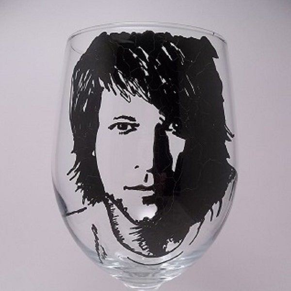 Jon Bon Jovi, Painted Wine Glass, Hand Painted Glass