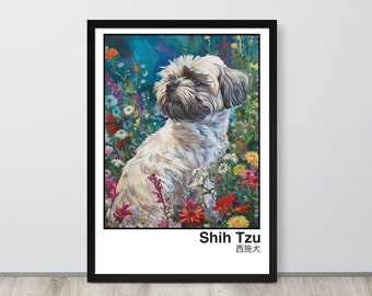 The Perfection called Shih Tzu, the most adorable Dog around, Classic Style Illustration, home decor, apartment, Framed matte paper poster