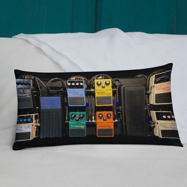 Guitar Pedal Deck Pillow , Rock N Roll, Music Premium Pillow